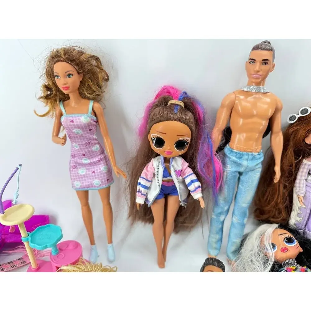 Barbie LOL Surprise OMG Ken Mixed Doll Lot Clothes Accessories 4.70 lb